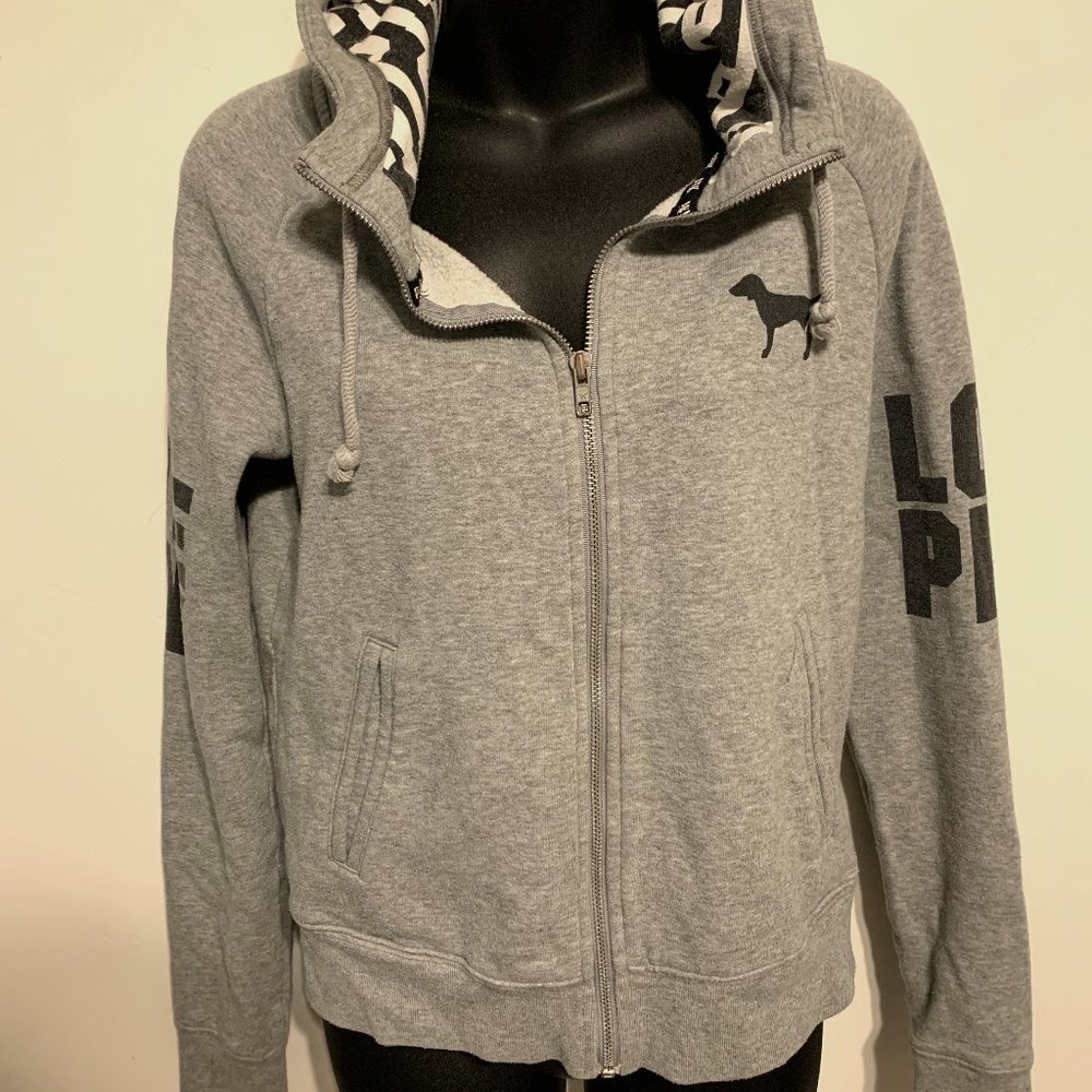 Gray Victoria's Secret PINK Zip Up Hoodie Sweater